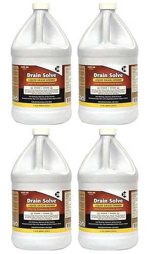 4 Pack 1 Gallon Jug Liquid Drain Opener Cleaner Ready To Use, Unscented, NSF Rated, Clear Perfect For Clogged A/C Condensate Lines, Kitchen, Bathtub