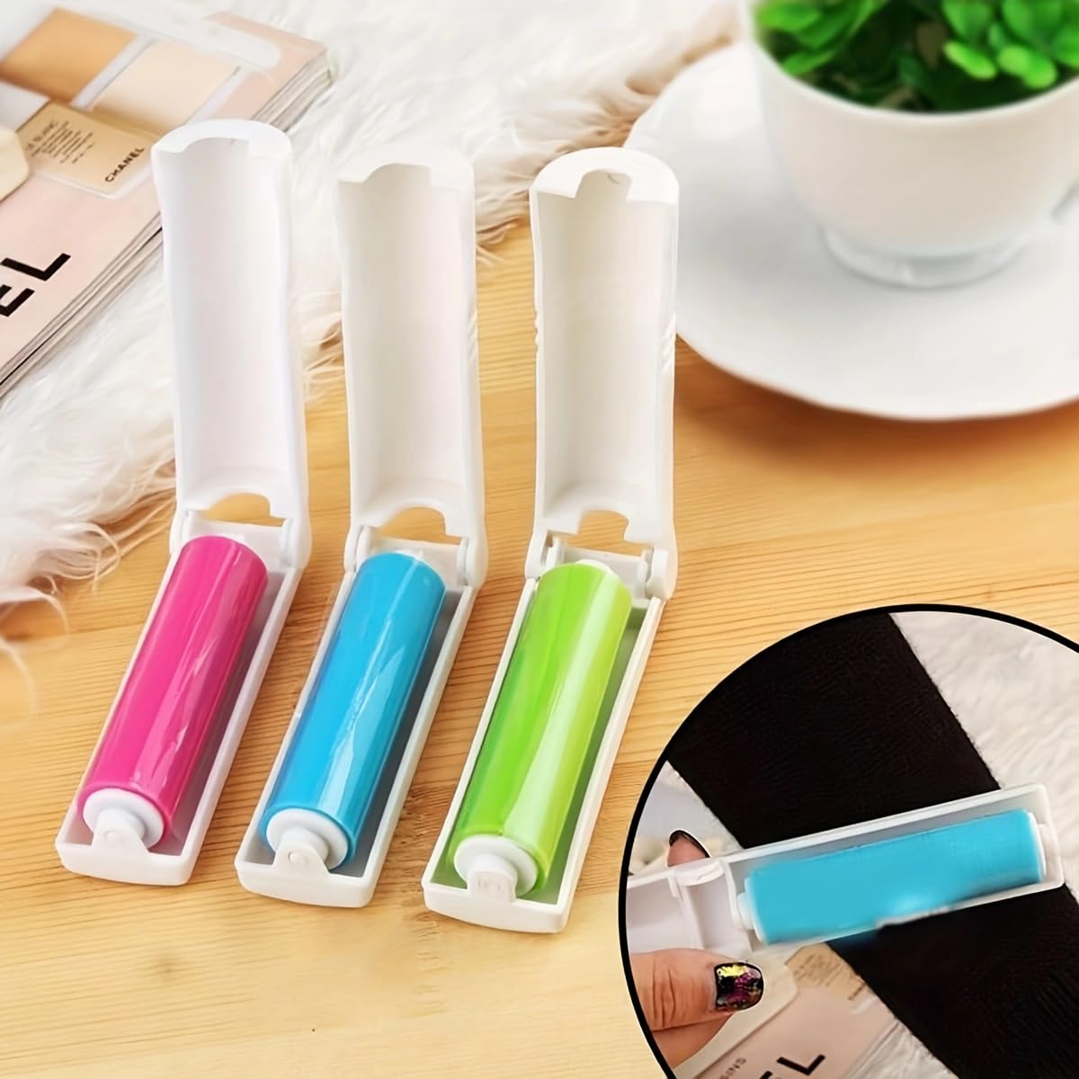 3pcs Reusable lint Roller, Reusable Foldable Portable Clothes Washing Carpet Sheets dust Suction Brush Picker Set Cleaner,Pet Hair Remover Brush (3