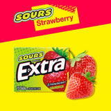 EXTRA SOURS Strawberry Sugar Free Fruit Gum, Sour Candy, 15-Stick Chewing Gum Pack, Purse Essentials, 10 Count
