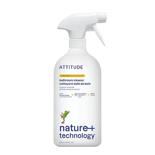 ATTITUDE Bathroom Cleaner Spray, EWG Verified, Plant-Based & Vegan, Safe for Bathroom Surfaces, Tiles, Tubs, Shower Walls, and Grout, Citrus Zest
