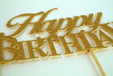 All About Details Happy Birthday Cake Topper,1pc, birthday cake topper, Party Decor, Glitter Topper (Gold)
