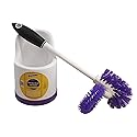 Toilet Brush and Holder Set with Under Rim Cleaner - Compact Bathroom Cleaning Brush with Stiff Bristles and Hygienic Plastic Stand - Deep Cleaning