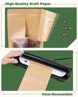 Kraft Paper Stand Up Pouches - 200 Packs, 3.5x5.5 Inches, Food Storage, Christmas