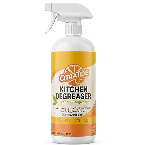 CITRATIDE Kitchen Degreaser Spray - Heavy Duty Plant-Based Citrus Cleaner for Countertops, Stovetops & Appliances - Non-Toxic, USA Made (32 fl oz)