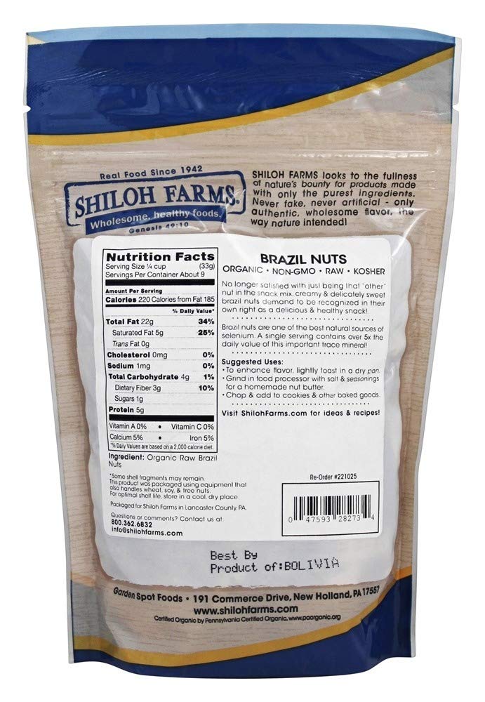 Shiloh Farms - Organic Brazil Nuts Raw - 11 Ounce