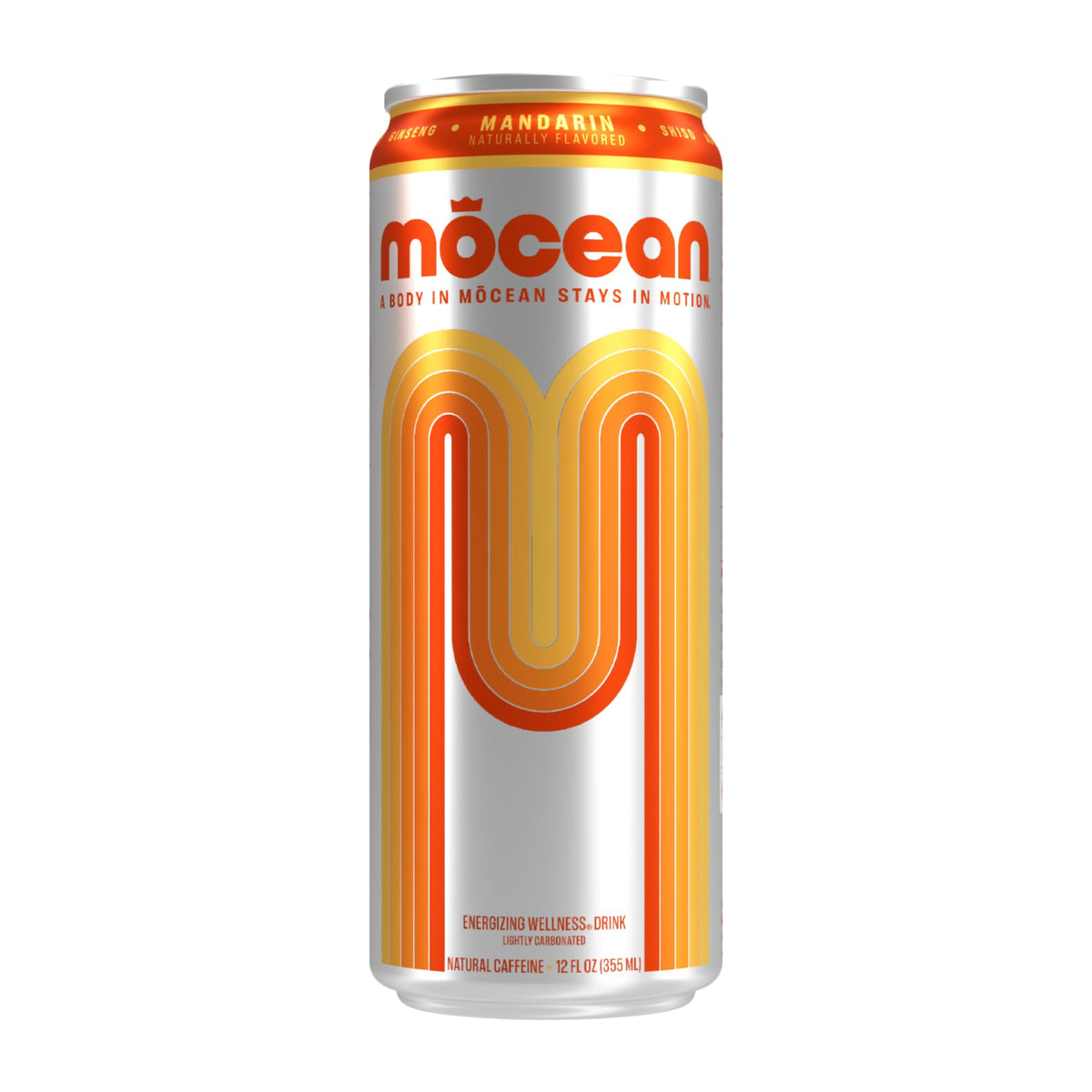 M?CEAN Mandarin Energy Drink, 12-Pack (12 fl oz) Clean Adult Energy Drink with 130mg Natural Caffeine, Adaptogens & Minerals, No Taurine, No