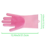 HUAYINGMEI Dishwashing Gloves Kitchen Magic Gloves Dishwashing Brush (Pink)