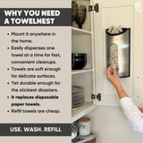 TowelNest Microfiber Cloth Dispenser | 15 Reusable Cloths (Black) | Eco-Friendly Paper Towel Alternative | Absorbent & Washable | Wall/Cabinet Mount