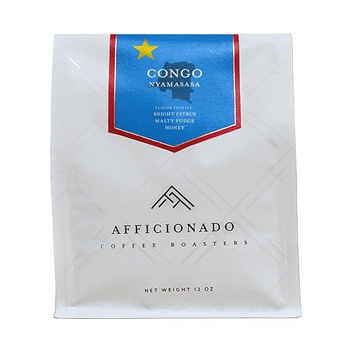 Afficionado Coffee Roasters | Medium Roast Arabica Coffee | 12 Ounce Bag (Congo Nyamasasa, Whole Bean)