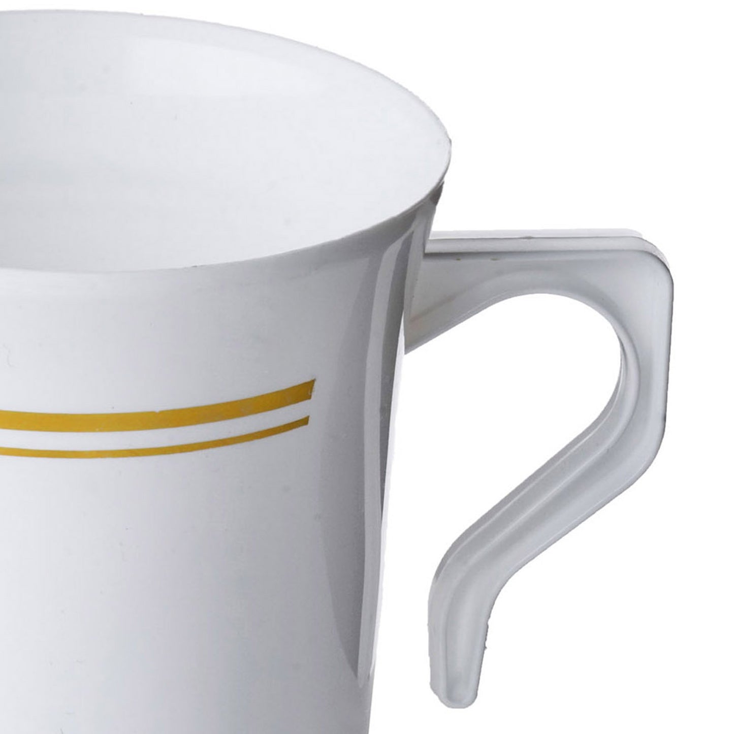TABLECLOTHSFACTORY 40 Pcs - White with Gold 8oz Disposable Plastic Coffee Cups - Tres Chic Collection