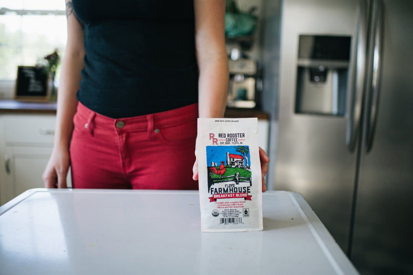 Red Rooster Coffee, Organic Floyd Farmhouse Breakfast Blend - Light-Medium Roast Whole Bean Coffee - Notes of Toasted Almond, Red Plum, Caramel