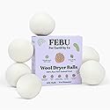 FEBU Wool Dryer Balls, 6-Pack, XL | 100% New Zealand Wool | Natural, Reusable Fabric Softener | Alternative to Dryer Sheets | Reduces Wrinkles