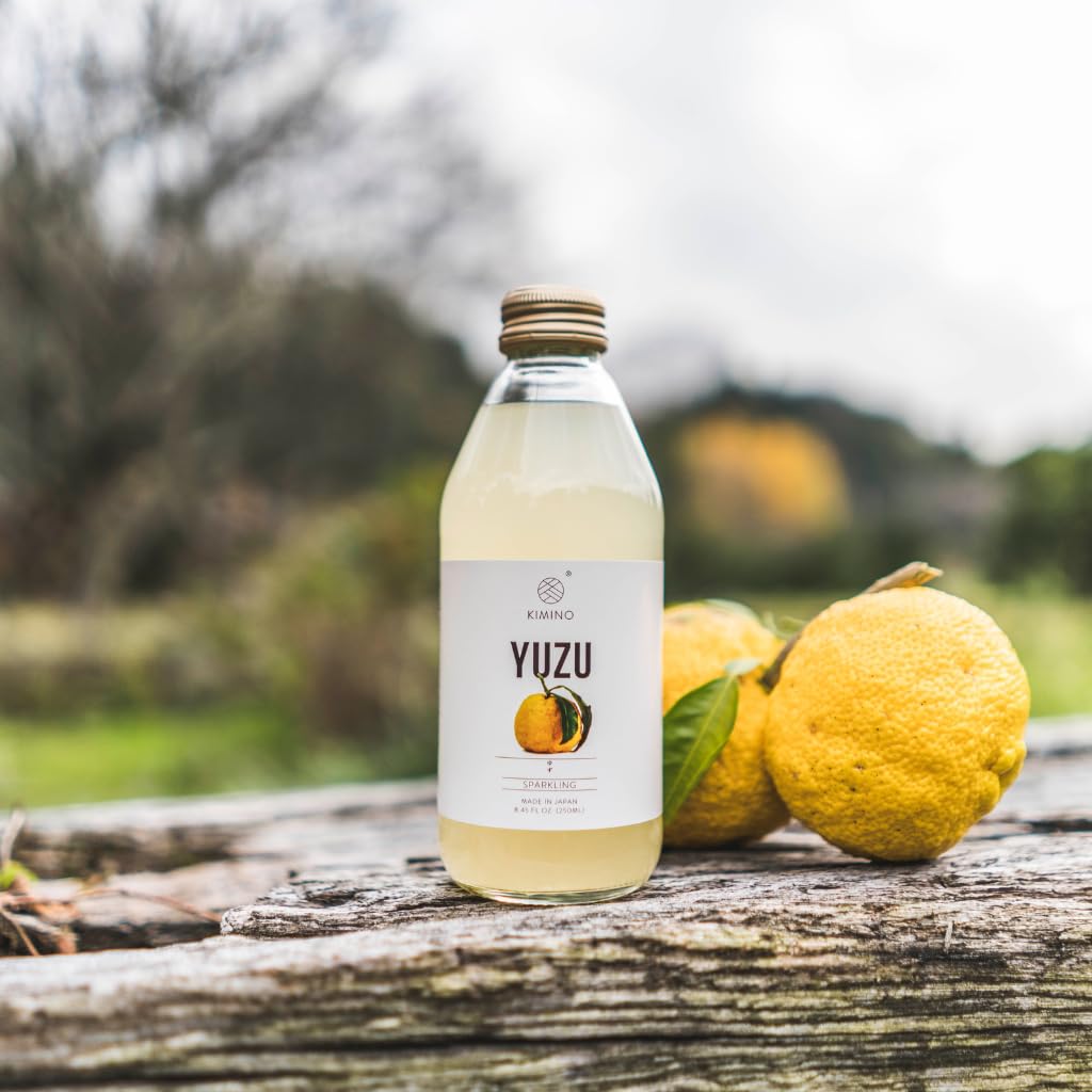 Kimino Sparkling Yuzu Juice - Japanese Yuzu Drink, All Natural Ingredients, Organic Sugar Cane, Hand Picked Shikoku - Sparkling Soda, Vitamin C