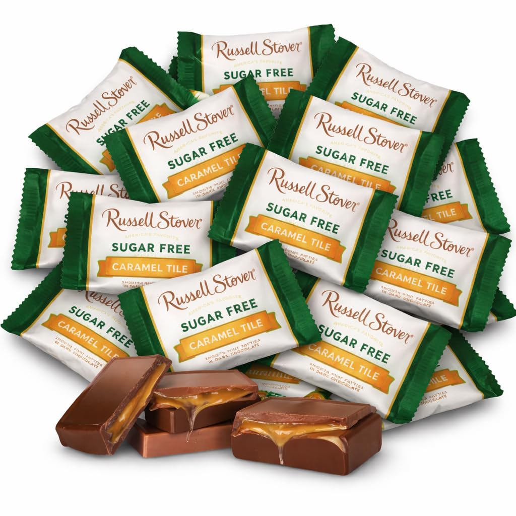 Sugar Free Caramel Premium Chocalate candy - 1 lb (16 oz, 32 Pcs) Bulk - Individually Wrapped Zero Sugar Caramel Dark Chocolate Car - Diabetic Sugar