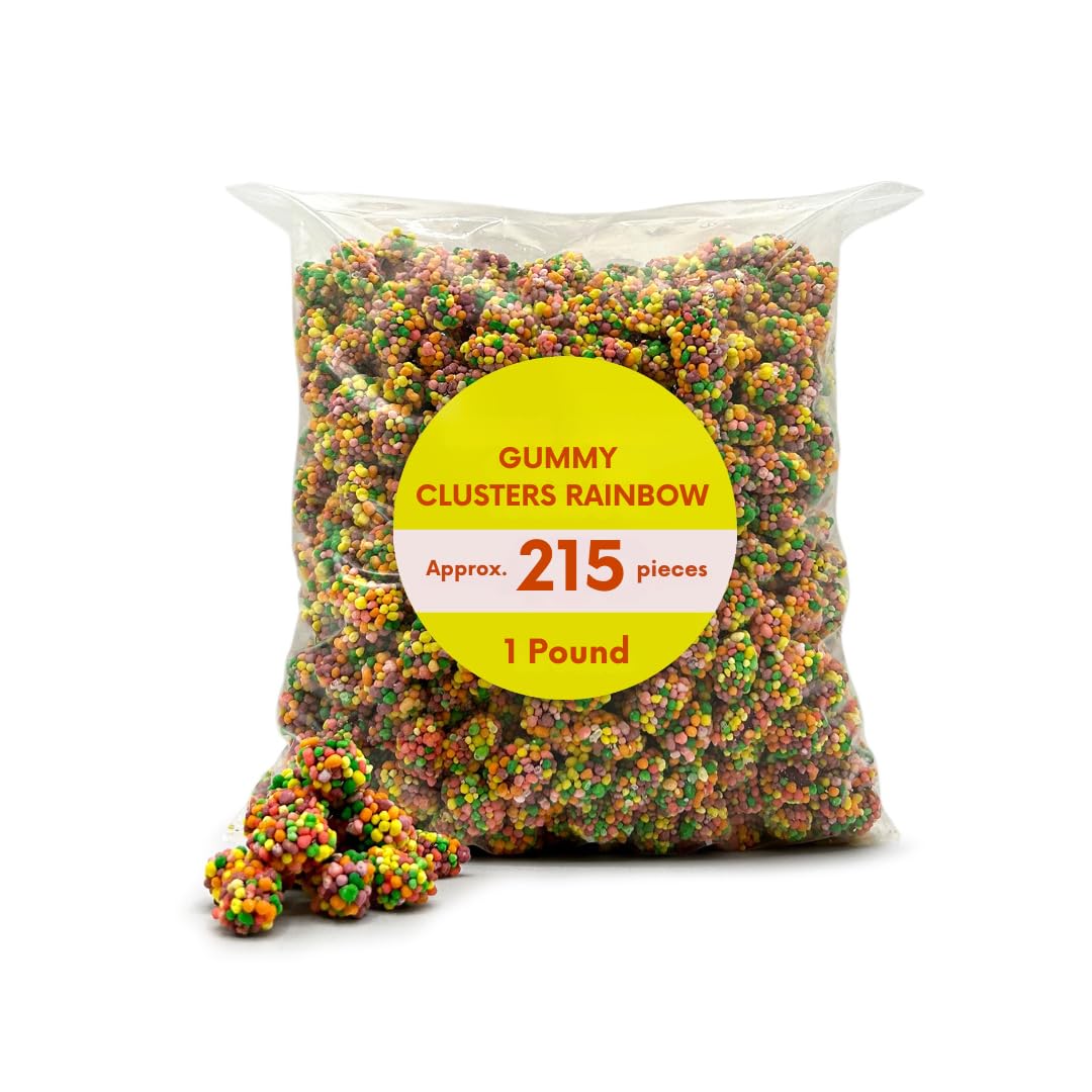 Chewy Gummy Candy Clusters with Crunchy Coating Bulk Bag - 1 lb (Approx. 50 pieces)