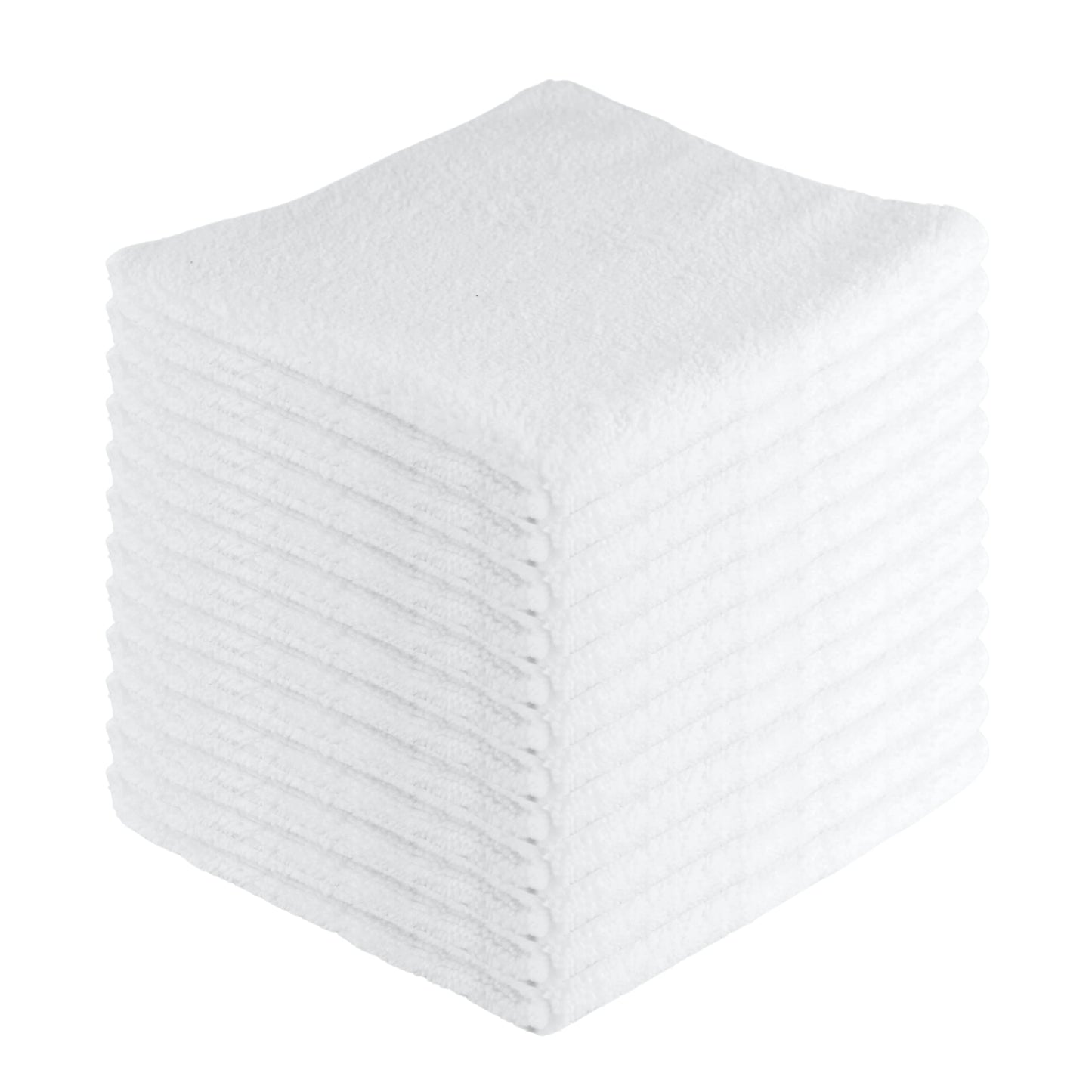 JD Homease Microfiber Cleaning Cloths,12 Pack, 16"x16", All-Purpose, Softer, Highly Absorbent, Lint-Free, Reusable, Washable Pro Towels, White