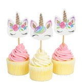 72 Pack Rainbow Unicorn Cupcake Toppers, Double Sided Unicorn Cupcake Toppers Glitter Pegasus for Cupcake Party , Wedding Decoration