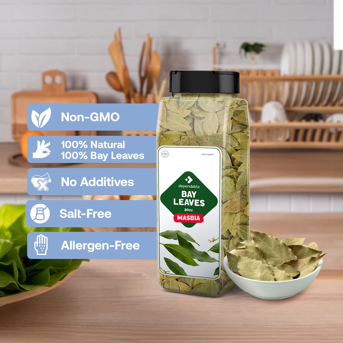 Dependable Foods Bay Leaves - 2 oz. Jar - 100% Natural, Non-GMO, Salt-Free | Kosher, Allergen-Free | Nature’s Aroma