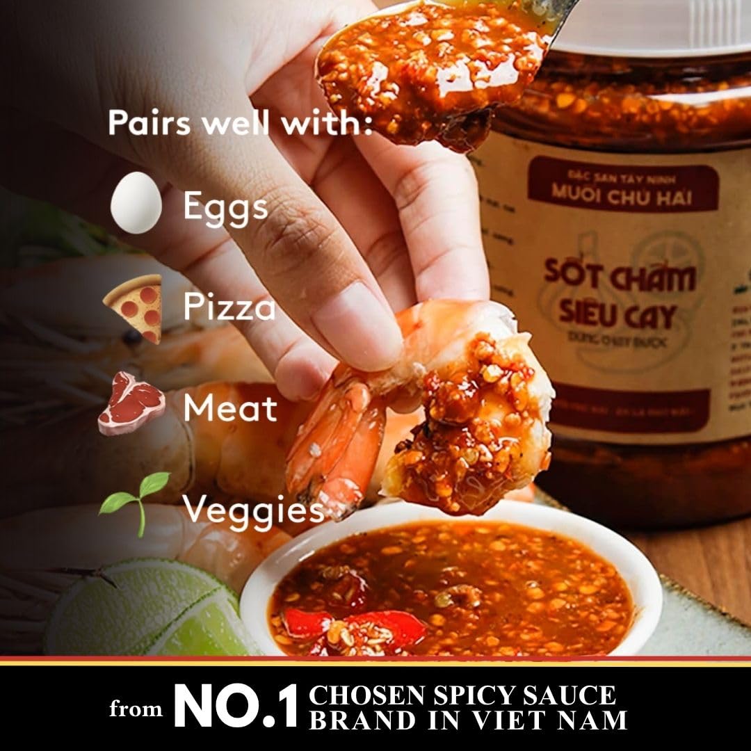 Muoi chu hai - Chu Hai Spicy Salt Dipping Sauce - Vietnamese Tay Ninh Chili Salt Paste - Gourmet Fruit & BBQ Dip (350gr, Super Spicy)