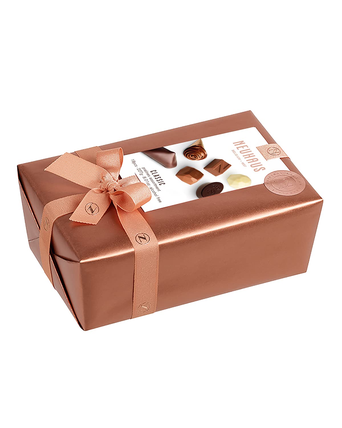 Neuhaus Belgian Chocolate Classic Ballotin 1/2 lb Assorted Chocolates - 18 Pieces Assorted Milk, White & Dark Chocolate Pralines - Gift Box