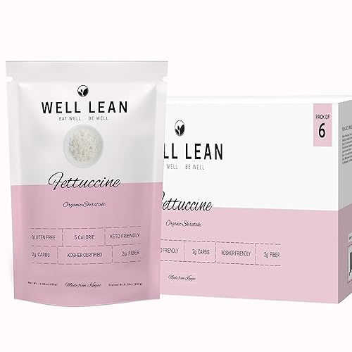 Well Lean Organic Fettuccine, Premium Shirataki Konjac Pasta, USDA Organic, 100% Plant Based, Keto Friendly, Zero Net Carb, Non-GMO, Ready to Eat, Low