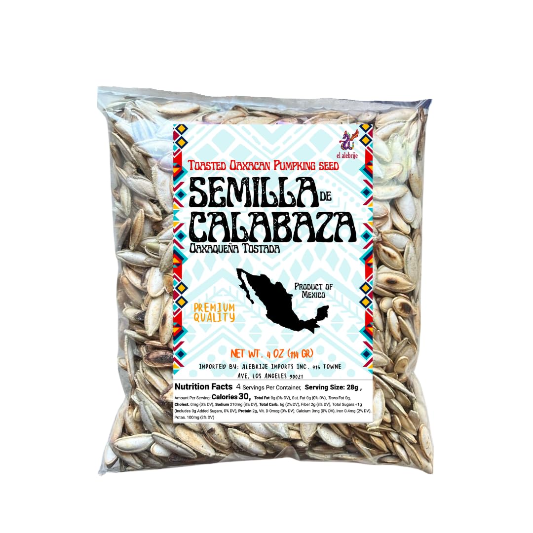 Alebrixes - Semilla de Calabaza Tostada Oaxaqueña 4 Oz (114 g) Authentic Oaxacan Toasted Pumpking Seed | Delicious Mexican Snack | Imported from