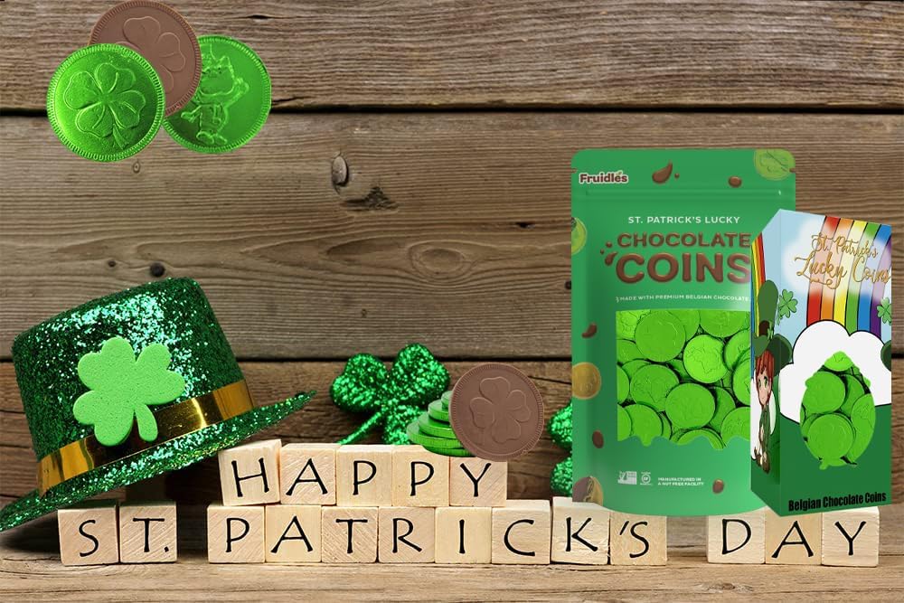 St. Patrick's Day Chocolate Coins Lucky Green Coins, Belgian Nut-Free Milk Chocolate, Kosher Certified Dairy Coin (Milk Chocolate, 10 Pounds (Bulk))