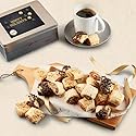 Dulcet Gift Baskets, Fresh Baked Holiday Bakery Rugelach fillings of chocolate chip, raspberry, Cinnamon and Apricot Gift Tin Assortment, Top Holiday