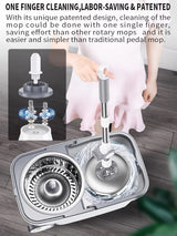 Michao Spin Mop Bucket Deluxe 360 Spinning Floor Cleaning System with 6 Microfiber Replacement Head Refills,62" Extended Handle,4X Wheel for Home