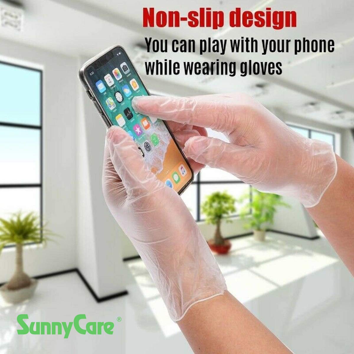 SunnyCare #7802 1000/1cases Vinyl Disposable Gloves Powder Free (Latex Nitrile Free) Medium