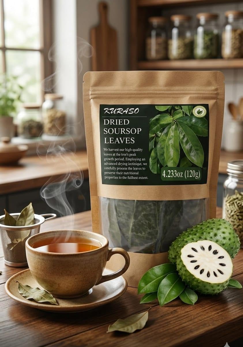 Premium Soursop Graviola Guanabana Dried Leaves for Tea, 120 gr 350-400 Soursop Leaves.