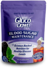 GLUCODOWN, Delicious Super Berry Tea Mix, Patent Pending Dietary Fiber Formula for Maintenance of Healthy Blood Sugar & Cholesterol, 45 Servings.