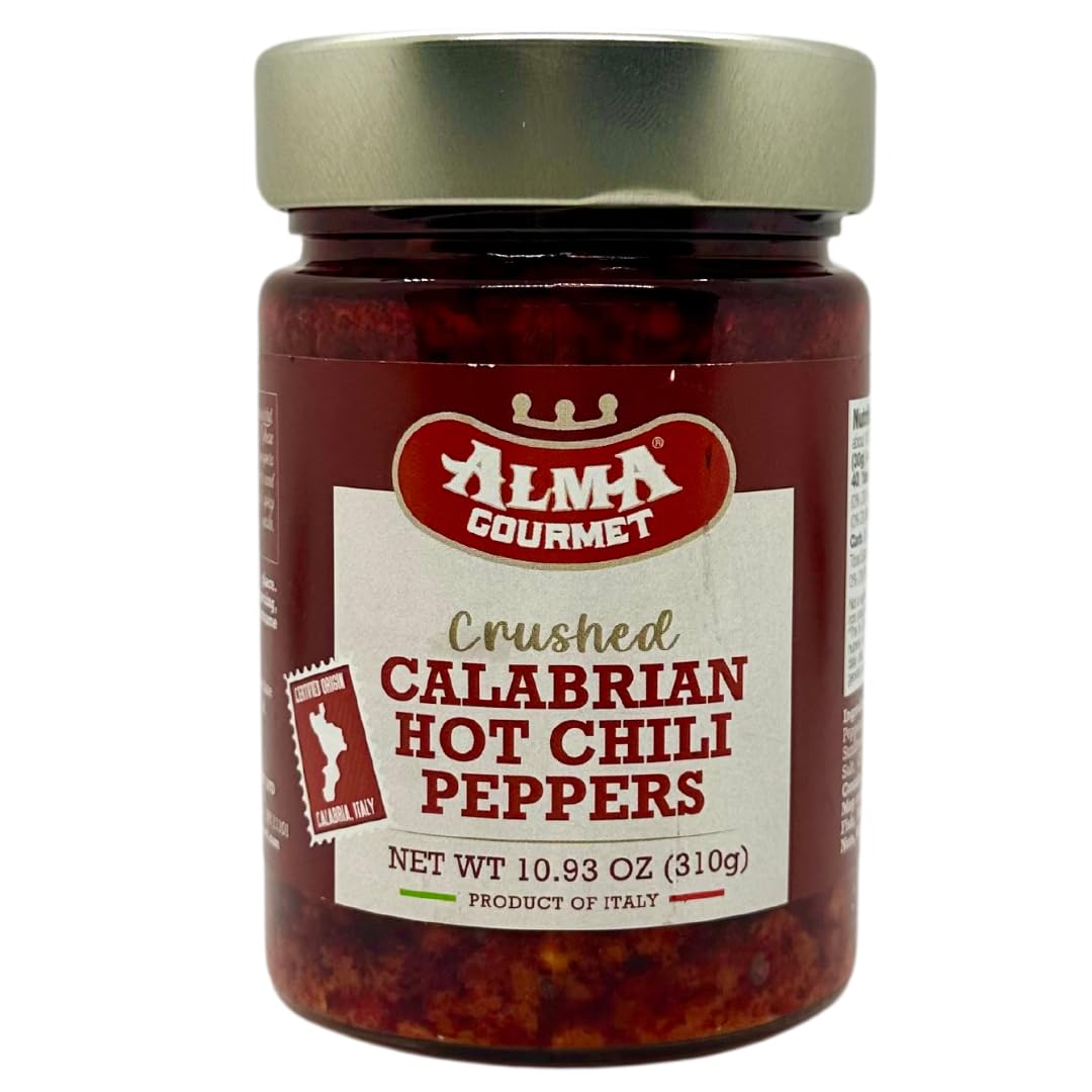 Certified Authentic Crushed Calabrian Hot Chili Peppers Paste Imported From Italy - Calabrian Crushed Chili Peppers Spread Sauce - All Natural