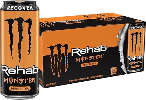 Monster Rehab Peach Tea + Energy, Energy Drink, 15.5 Ounce