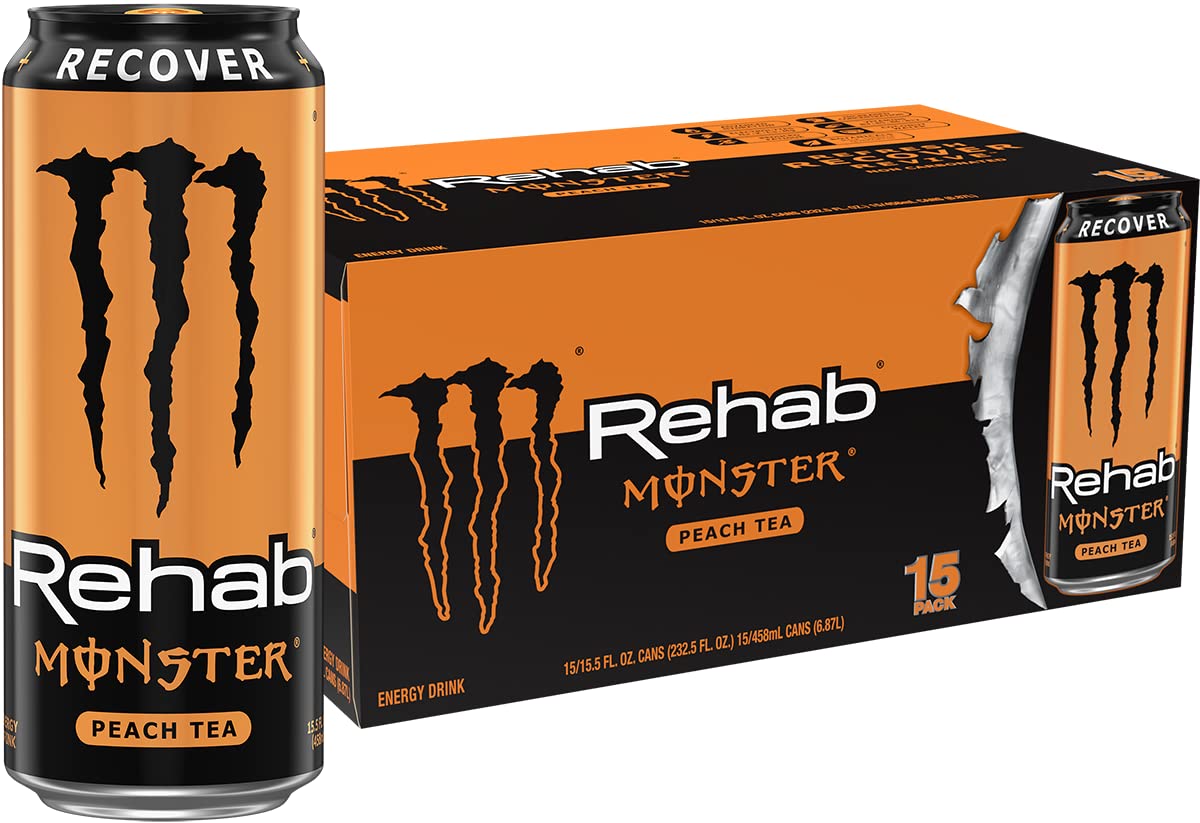 Monster Rehab Peach Tea + Energy, Energy Drink, 15.5 Ounce
