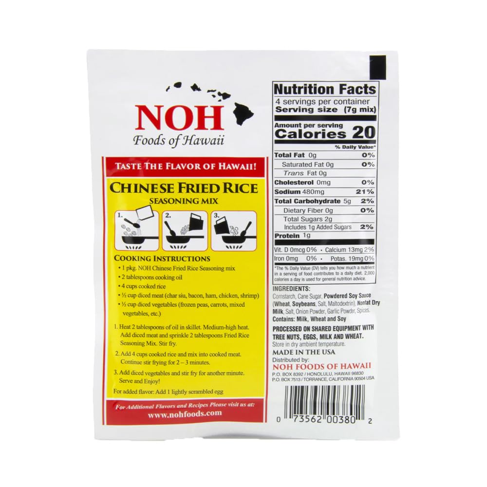 NOH Foods of Hawaii four serving seasoning packets 1.5 oz Pack of 3 Taste the flavor of Hawaii with each unique and famous meal (Chinese Fried Rice)