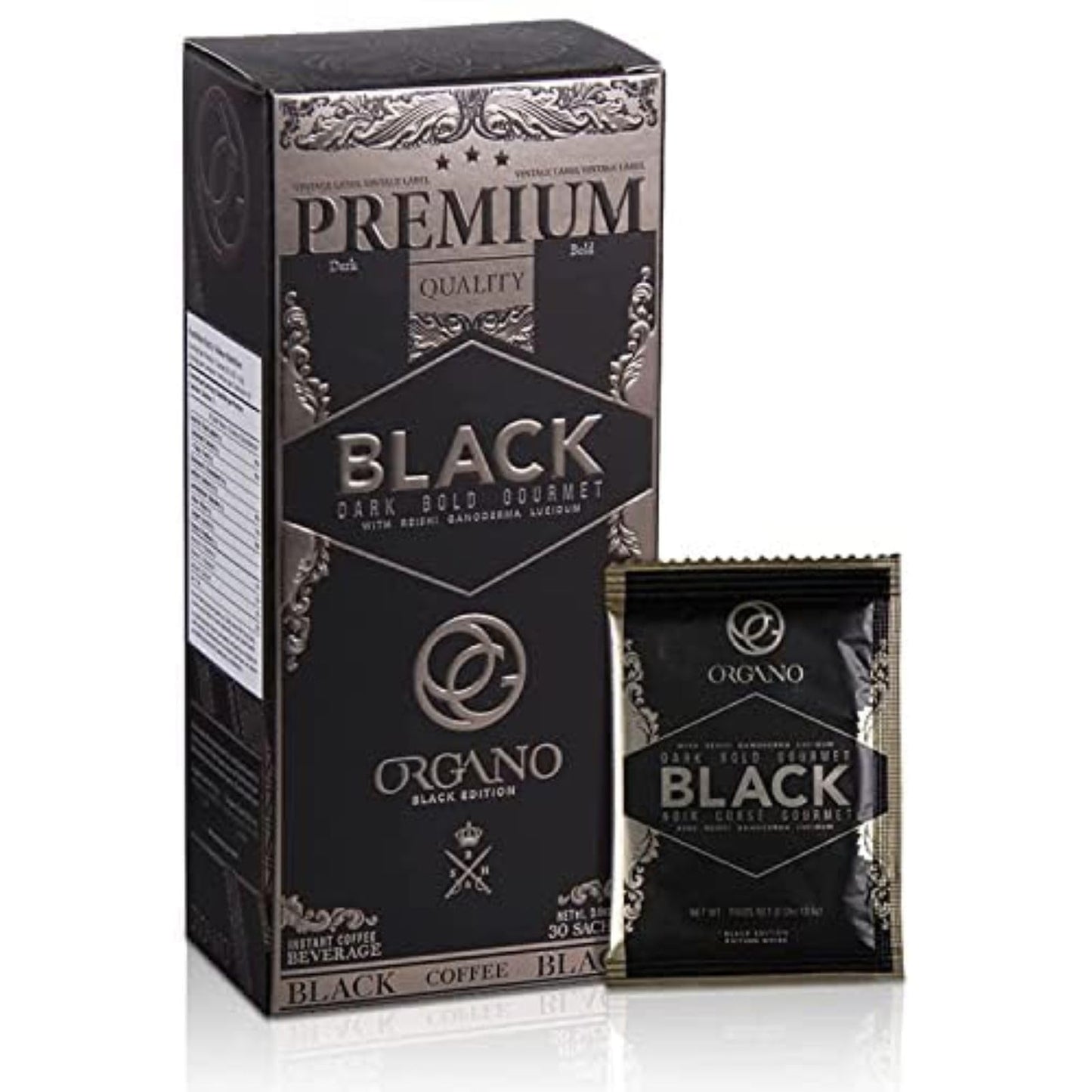 ORGANO Gourmet Black Coffee, 100% Certified Organic Ganoderma Lucidum (30 Sachets)