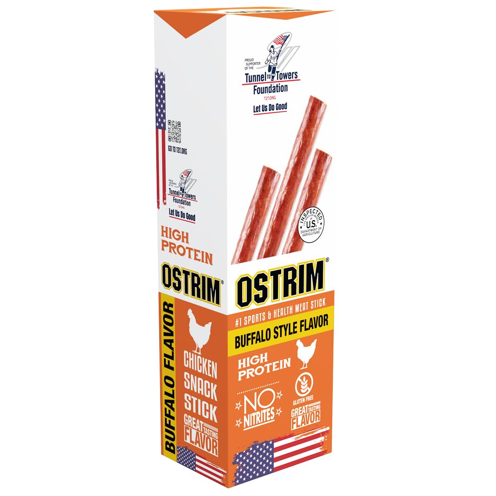 Ostrim Chicken Jerky Snack Sticks-Buffalo Wing Flavor, 1.5 oz (Pack of 10)