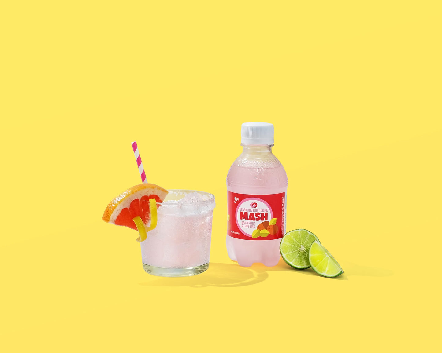 Boylan Bottling MASH Great Tasting Grapefruit Citrus Zing - Lightly Carbonated Fruit Drink - Low Calorie & No Sugar - Made With All Natural Pure Cane