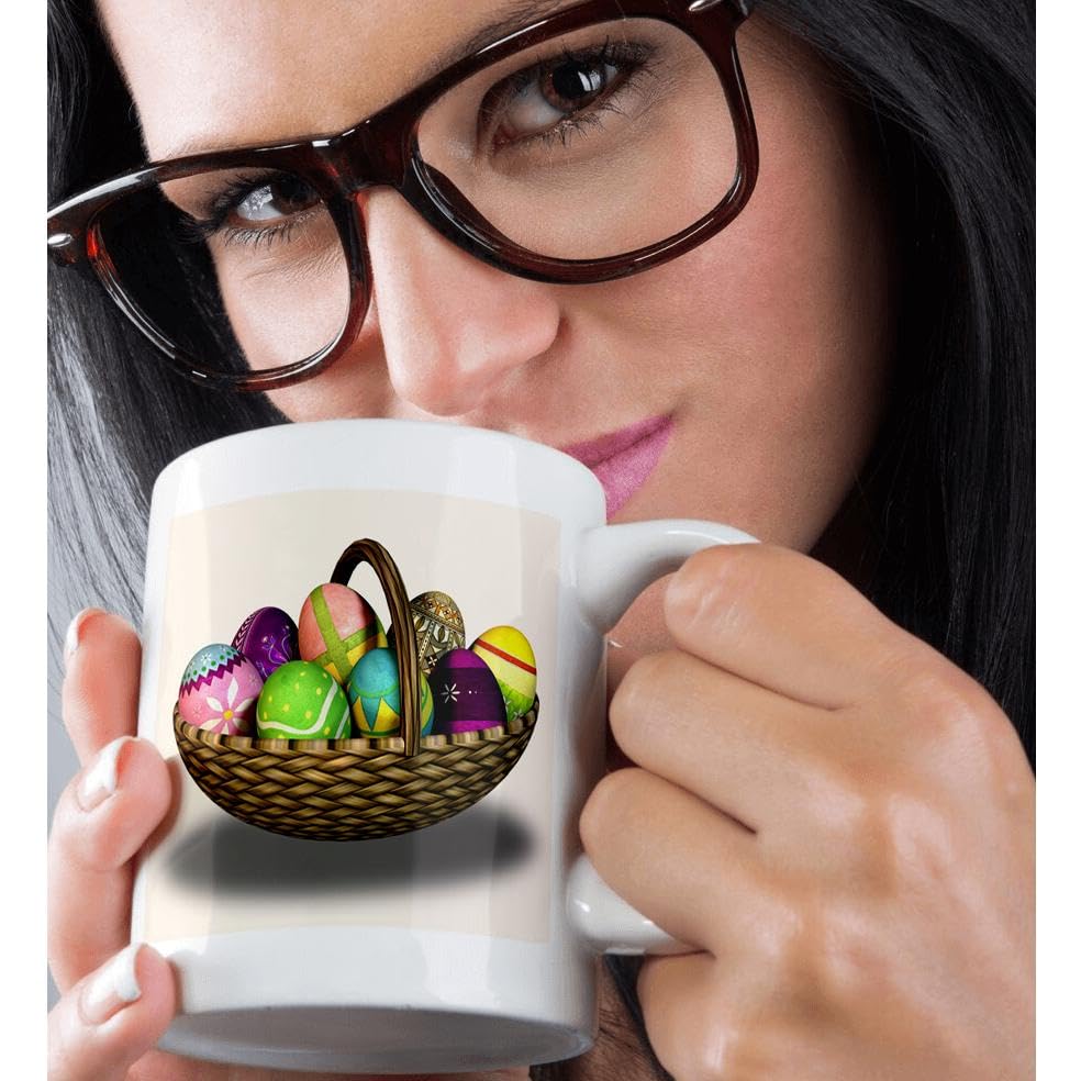 3dRose Easter Basket Gift Set with Mug, Card, and Keychain - Colorful Eggs for Kids and Families - Perfect for Easter Celebration and Springtime
