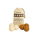 Wool Dryer Balls - Pack of 6 (3 White + 3 Brown) with Storage Bag - 100% New Zealand Wool - Reusable, Eco-Friendly Natural Laundry Dryer Balls