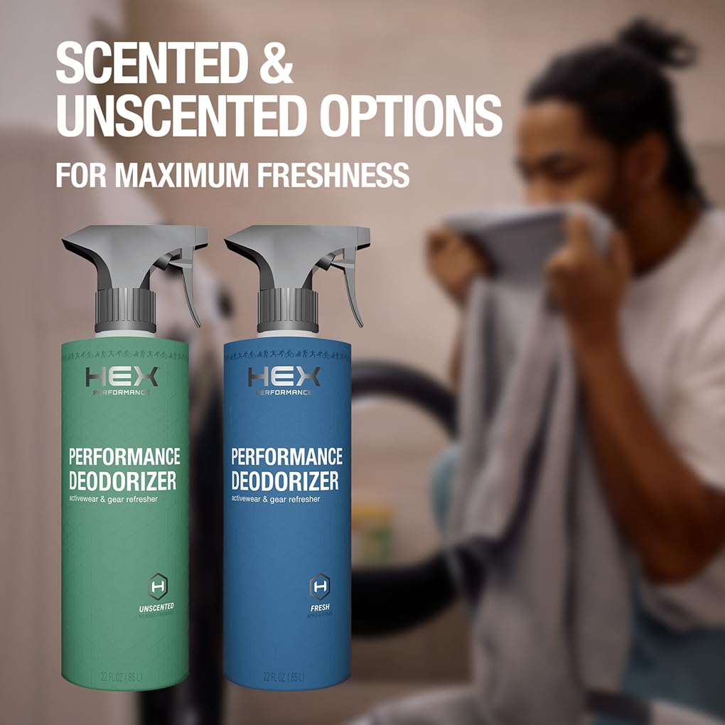 HEX Performance Deodorizing Spray, Fragrance Free, 22oz - Awesome for Shoes, Gear, Activewear & Fabrics, Yoga Mats & Gym Equipment, Carpet, Pets, Odor