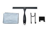 YUNIKO Shower Squeegee - Black Stainless Steel Shower squeegee with Silicone Blade for Shower Doors, Windows, Mirrors, Tiles & Car Windows - Includes