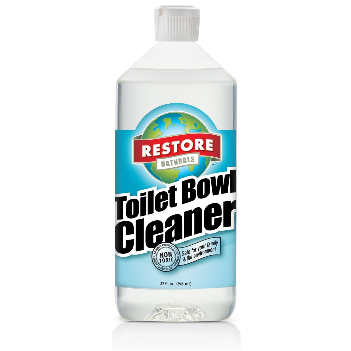 Restore Naturals Non Toxic Toilet Bowl Cleaner - 32 Fl Oz - Plant Based | Septic Safe | Biodegradable - For Porcelain, Ceramic, & Tile - 2 Pack