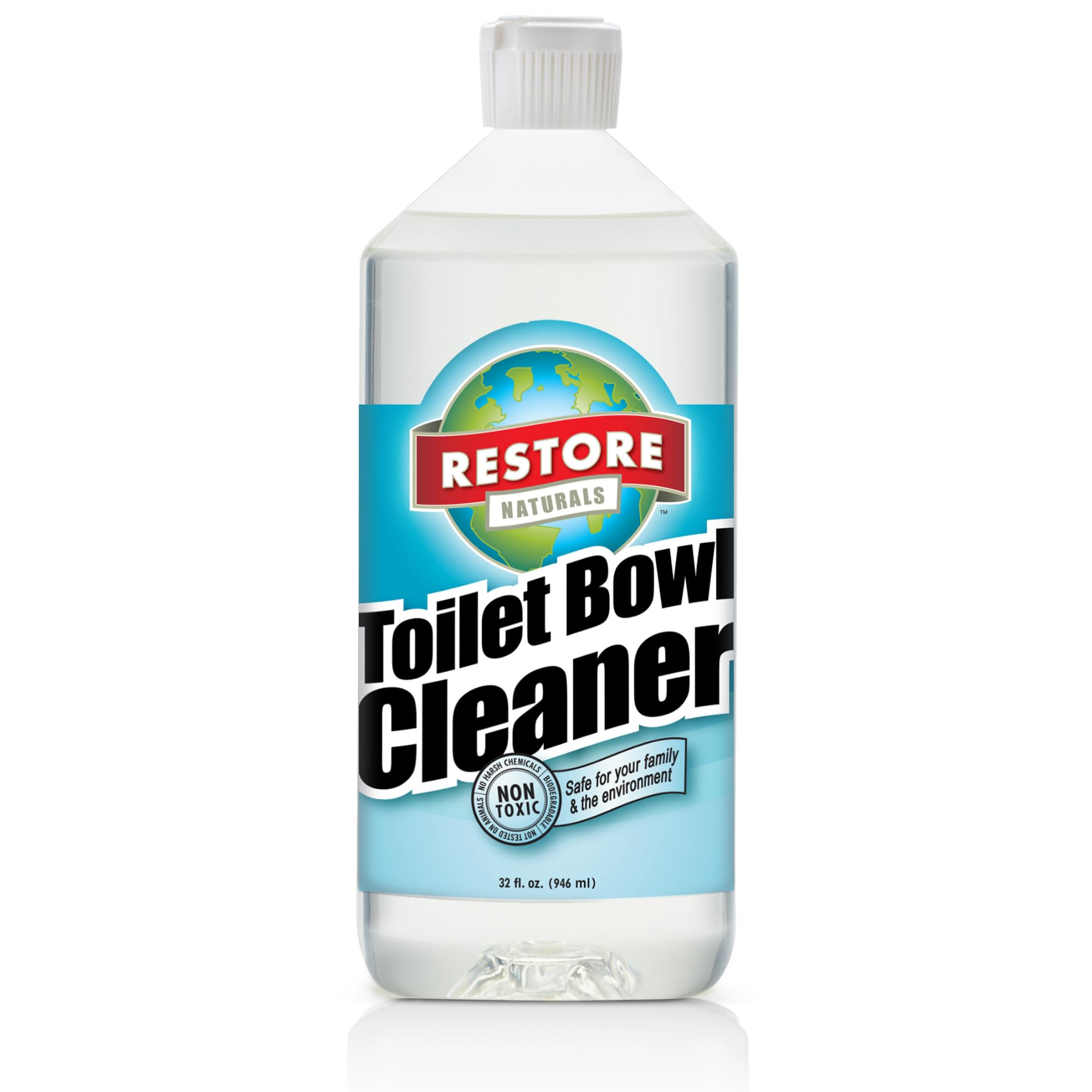 Restore Naturals Non Toxic Toilet Bowl Cleaner - 32 Fl Oz - Plant Based | Septic Safe | Biodegradable - For Porcelain, Ceramic, & Tile - 2 Pack