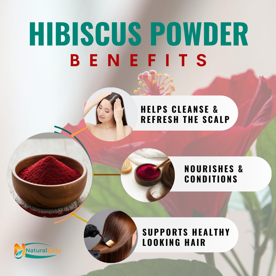 Hibiscus Powder for Hair & Face (Gudhal) - 100% Pure Hibiscus Sabdariffa Powder, Supports Fuller-Looking Hair & Fresh-Looking Skin | Non-GMO