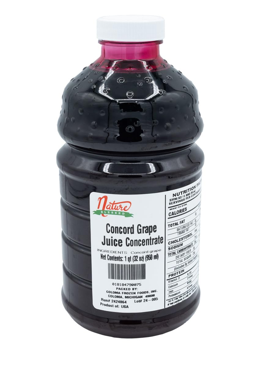 Nature Blessed 100% Pure Concord Grape Concentrate - 1 Quart (1/32 fl oz bottle), Applications: Home Wine Making, Brewing, Distilling, Smoothies