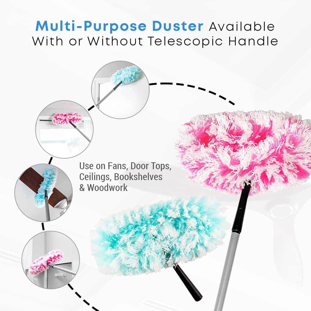 Fuller Brush Fuzzy Fan Duster - Dust & Clean Ceiling Fans, Walls, Woodwork - Polystatic & Microfiber Grabs & Holds Dust, Lint, Cobwebs & Dirt - Fan