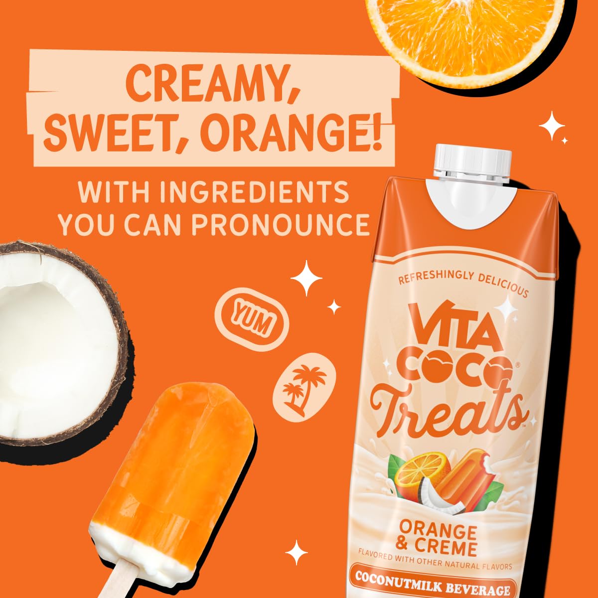 Vita Coco Treats Orange & Creme Coconut Milk Drink | Sweet, Tangy, Treat | 16.9 fl oz (Pack of 12)
