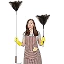 CHKYYB Extendable Ostrich Feather Duster 60 Inches Fluffy Natural Genuine Handheld Feather Duster for Cleaning High Ceiling Pendant Lamp Office Home